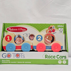 Melissa & Doug GO Tots Wooden Race Cars (2 Cars, 2 Disks) NWT